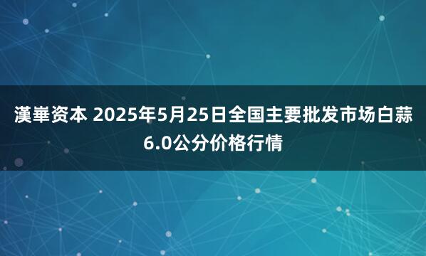 漢崋资本 2025年5月25日全国主要批发市场白蒜6.0公分价格行情